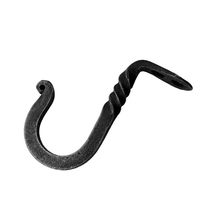 Living Ideas Hand Forged Under Mount Classic Style Ceiling Hook - Wrought Iron Handmade Twisted for Planters, Lanterns, Hanging Bird Feeders, Wind Chimes - Decorative Hooks