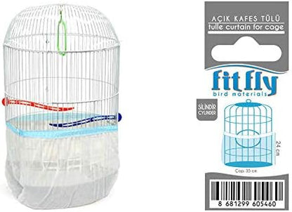 Fit Fly Cylinder Bird Cage Seed Catcher Mesh Max 53" Circumference, Elegant Stlish Pocket Syle Seed Catcher Covers Underneath The Cage