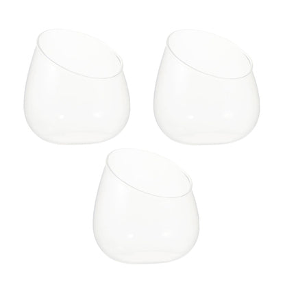 TIDTALEO 3pcs Slant Cut Glass Bottles Ecological Terrarium Vases for Succulent Plants Desktop Micro Landscape Decoration