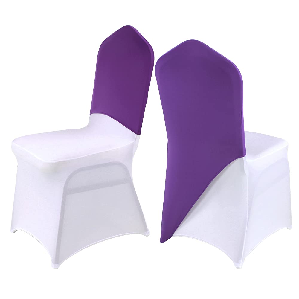 banquetbay Spandex Stretch Chair Cap One Leg Covers Sashes Bands/Hood/Hat Elegant for Event Party Decor Cadbury Purple