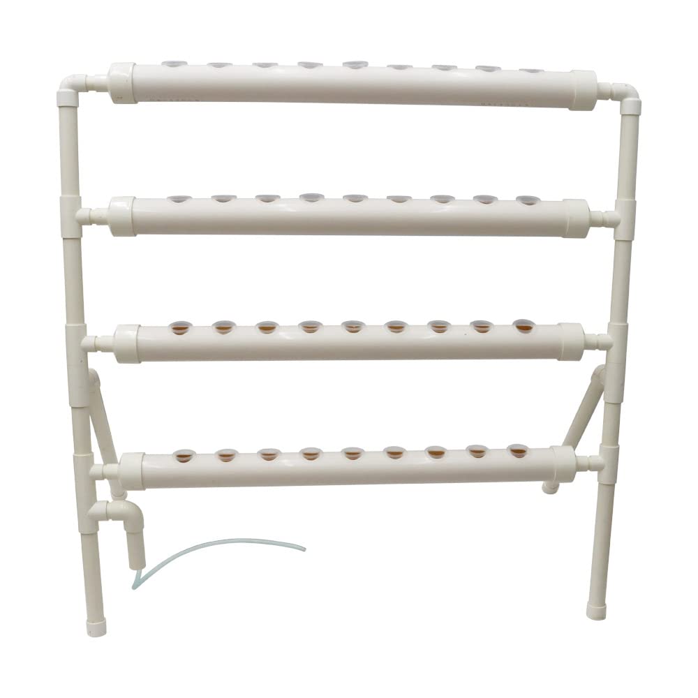 EQCOTWEA Wall-Mounted Hydroponic Grow Kit 36 Plant Sites Hydroponics Planting System 4 Food-Grade PVC Pipes Hydroponic Gardening Indoor System with 110V Well Pump,Planting Sponge,Hose