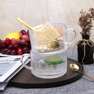 4pcs Overnight Oats Containers with Lids,Vintage Coffee Mugs gifts for women,Glass Cups with Spoons and Bamboo Lids,Great for Coffee, Overnight Oats,Juice. Excellent Choice for Gift Giving,Party