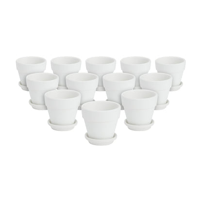 Juvale Mini Terracotta Pots - Pot with Drainage Hole - Versatile Succulent & Herb Planter - Paintable White Planter for Custom Decor - Pack of 12, White, 2.9 x 2.9 x 2.5 in