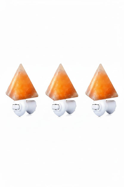 NatureBoost Himalayan Pink Salt Night Light Pyramid (3 Pack) Natural Crystal Plug-in Salt Lamp with Warm Amber Glow.