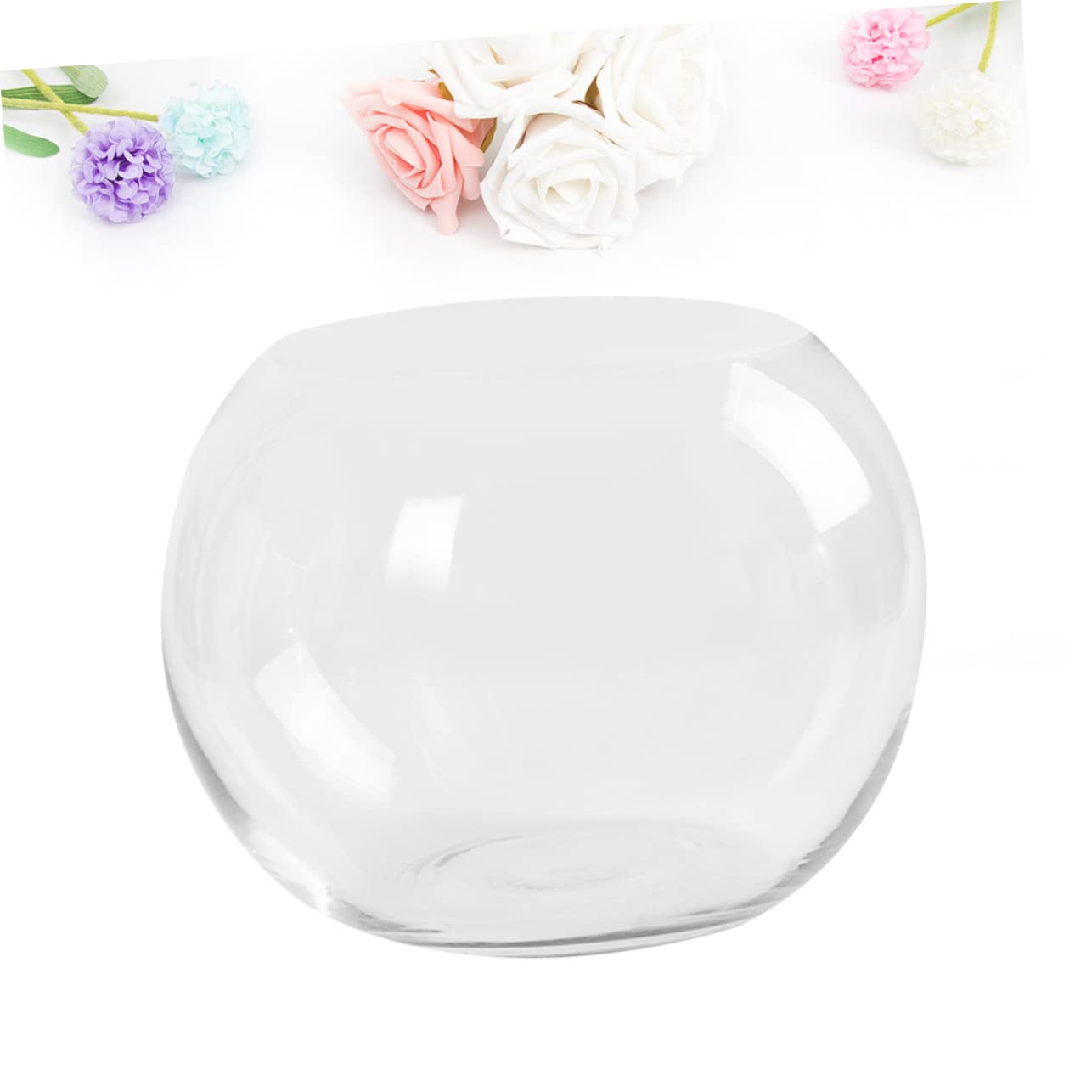 PHENOFICE Transparent Hydroponics Glass Vase Rounded Desktop Flower Holder for Succulents Terrarium and Fish Decorative Plant Pot for Home Office Hotel Ornament