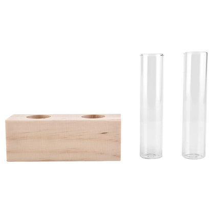 Zerodis Vases Pot Elegant Hydroponic Plant Vase Terrarium Container Home Decor with Wooden Rack for Succulents Miniature Shrubs Ferns Glass Test Tube Flower