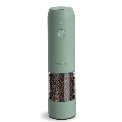 Electric Salt and Pepper Grinder, USB Rechargeable, Automatic Salt and Pepper Shaker, Adjustable Coarseness, Electric Pepper Mill, LED Light, Refillable, Kitchen Gadgets (Sage)