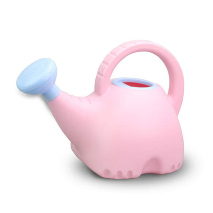 LOYUYU 0.4 Gallon Plastic Watering Can Small Lightweight Cute Indoor Outdoor Garden Plants, Watering Can with Shower Head Elephant: Pink Body Blue Head