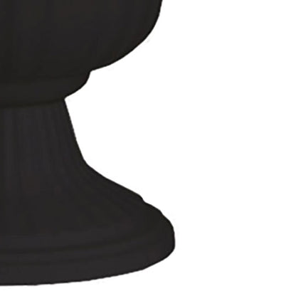 Southern Patio Large 14 Inch Outdoor Garden Lightweight Utopian Urn Planter with UV-Coated Finish for Entryways, Walkways, and More, Black (2 Pack)
