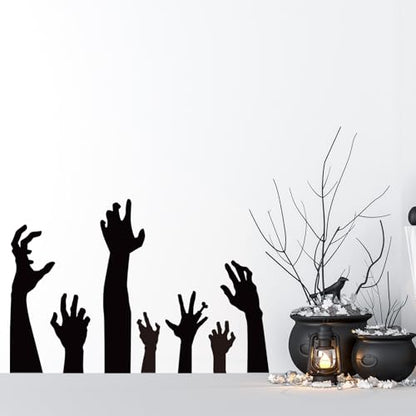 9 Sheets Halloween Wall Stickers Black Hand Wall Decals Room Mural Stickers for Home Classroom Party Decor, 7.9 x 11.8 Inch