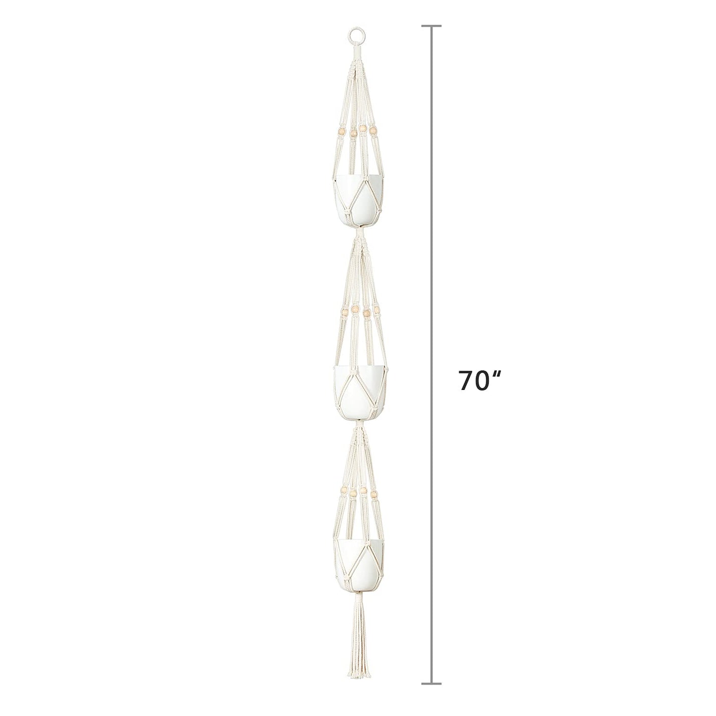 Mkono Set of 2 Macrame Plant Hangers Indoor 2 Different Size Hanging Planter Basket Flower Pot Holder 70"/49"