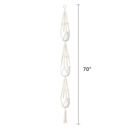 Mkono Set of 2 Macrame Plant Hangers Indoor 2 Different Size Hanging Planter Basket Flower Pot Holder 70"/49"