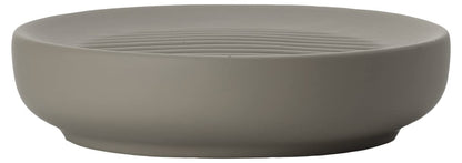 ZONE DENMARK Nova Porcelain Soap Dish with Sophisticated Simplicity Soft Touch Coating - Elevate Your Bathroom Décor, Practical Design, Style and Functionality- (Taupe)