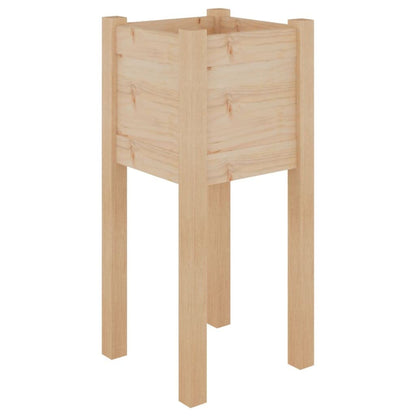Large Outdoor Planter Box for Plants and Flowers, Solid Pine Wood Garden Planter 12.2x12.2x27.6 Inches, Rustic Square Raised Bed for Patio Balcony Terrace, Durable Natural Wood Finish, Easy Assembly