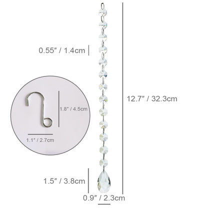 KANPURA 1ft 10pcs Teardrop Crystals Garland,Crystal Teardrop Chandelier Replacement,Hanging Glass Crystals for Chandelier, Christmas Tree, Wedding Decor(Clear)