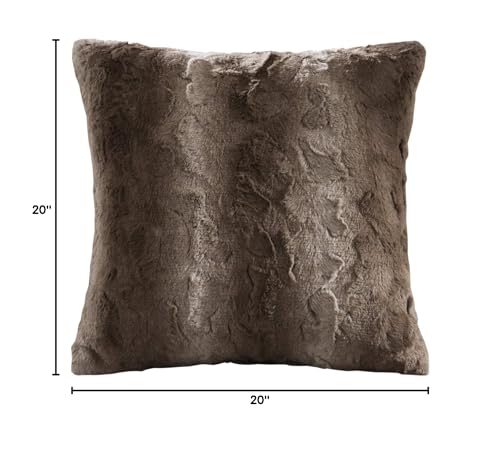 Madison Park Zuri Faux Fur Ombre Stripe Ultra Soft Luxury Decorative Throw Pillows, For Couch Bed With Insert, 20" x 20", Grey