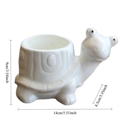 Ceramics Succulent Pot Animals Planter/Plant/Flower/Bonsai Pot Ornament for Herb, Succulent,Cactus Container for Home Balcony Desk Decoration (Turtle)