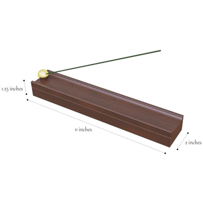 Ikibumi Brown Wooden Incense Stick Holder with Storage Box