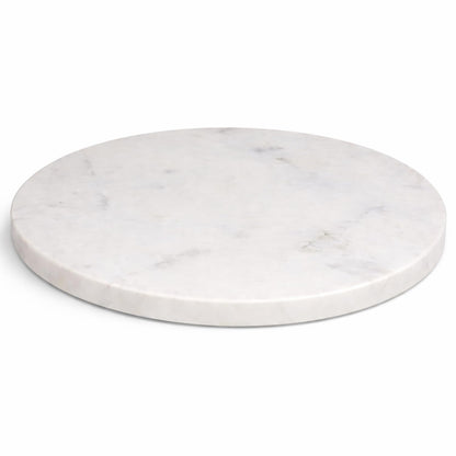 KC KULLICRAFT 11-Inch Round Marble Cheese Board – Solid White Natural Stone Cutting Board & Charcuterie Serving Tray with Non-Slip Feet, 0.5” Thick, Easy to Clean.