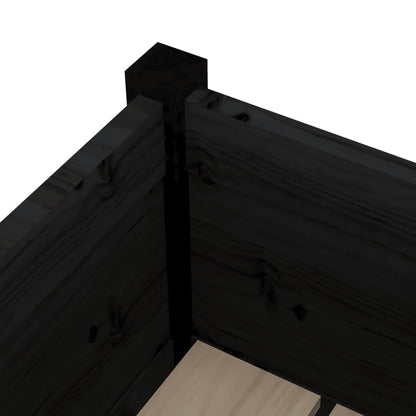 HFXHIJXQ 27.6" Black Square Pinewood Outdoor Garden Planter Box, Matte Solid Wood Raised Bed for Patio Balcony, Robust Wood Planter for Flowers, Vegetables & Herbs