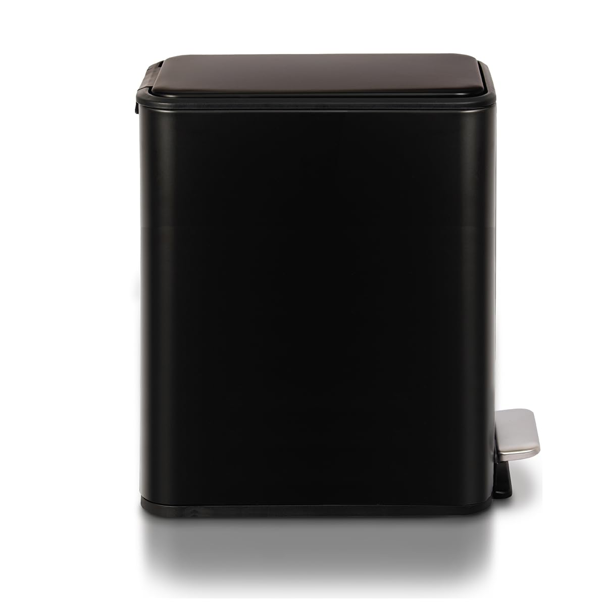 Clorox Slim Trash Can - 2.6 Gallon (10 Liter) Small Metal Trash Can with Soft Close Lid, Step Pedal, Removable Bucket - Black Stainless Waste Bin for Narrow Spaces, Bathroom, and Office