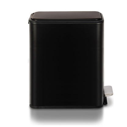 Clorox Slim Trash Can - 2.6 Gallon (10 Liter) Small Metal Trash Can with Soft Close Lid, Step Pedal, Removable Bucket - Black Stainless Waste Bin for Narrow Spaces, Bathroom, and Office