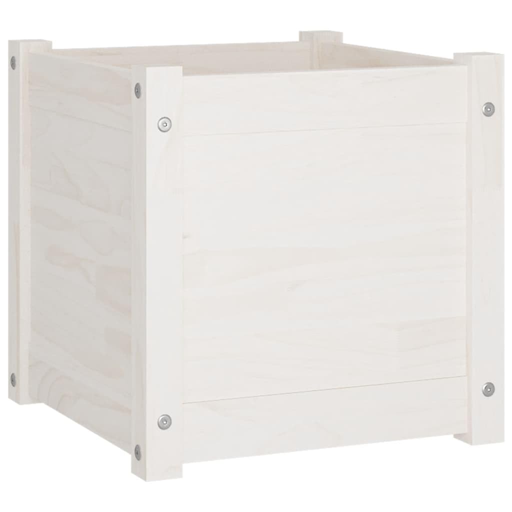 VGLQNRPT 2 Pack Wooden Planter Boxes 15.7 inch Square Flower Pots for Garden Patio Balcony White Pine Wood Vegetable Herb Container
