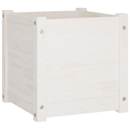 VGLQNRPT 2 Pack Wooden Planter Boxes 15.7 inch Square Flower Pots for Garden Patio Balcony White Pine Wood Vegetable Herb Container
