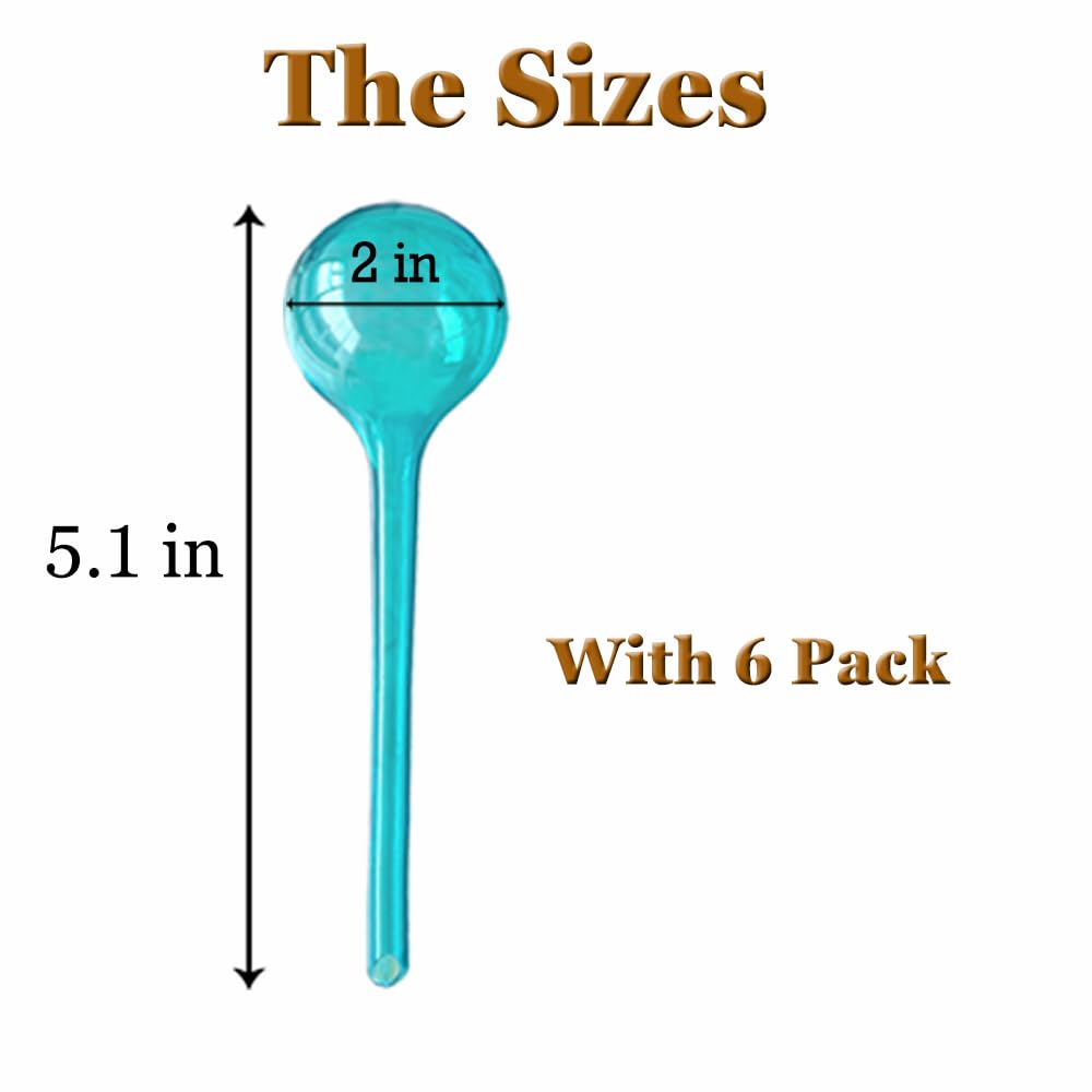 Logresy Plant Self Watering Globe, Small 6pcs Plant Watering Stakes Automatic Plant Watering Bulb System Spikes, Flower Automatic Watering Device, Garden Self Waterer for Indoor Outdoor Plant