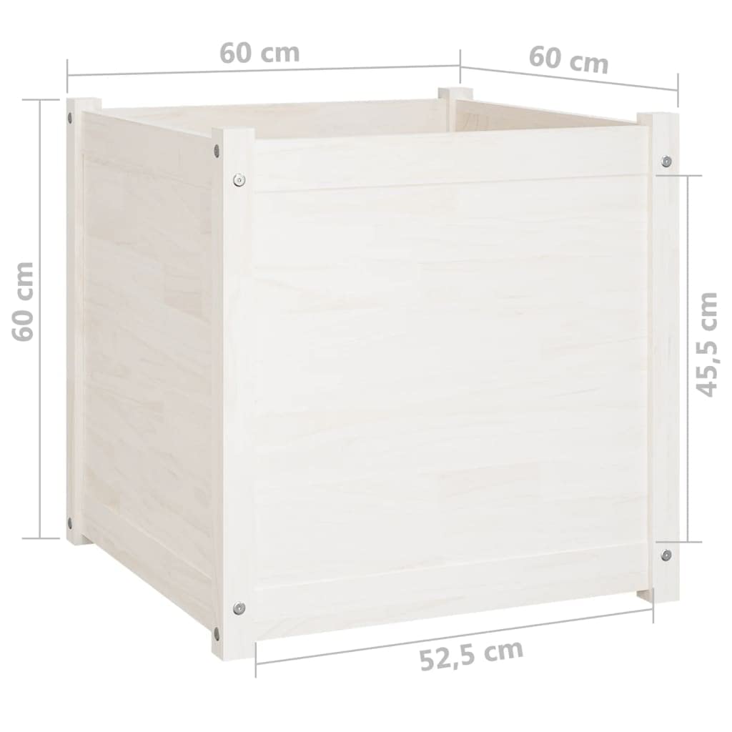 Owoxanthellate White Garden Planter Set of 2, 23.6" Large Square Pine Wood Plant Pots with Drainage, Outdoor Flower Boxes for Patio Balcony Garden
