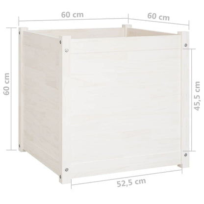 Owoxanthellate White Garden Planter Set of 2, 23.6" Large Square Pine Wood Plant Pots with Drainage, Outdoor Flower Boxes for Patio Balcony Garden