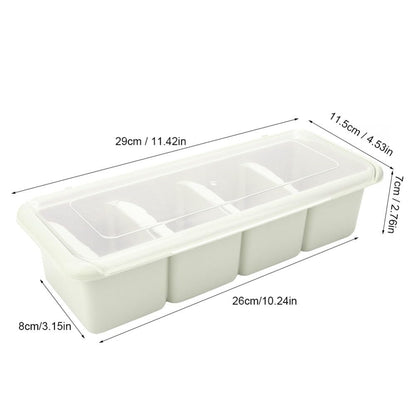 Anu Limen Spice Organizer Box 11.4 Inch – Condiment Holder with Spoon, Kitchen Storage Rack for Seasonings, Sugar, Salt, Jam, Leak-Proof Design(Green)