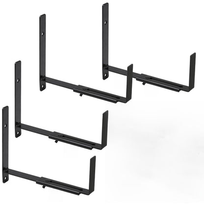 Tressify Heavy-Duty Adjustable Window Planter Brackets, Wall Mount Flower Box Holders 6–13 in, 4-Pack, Black Iron Construction