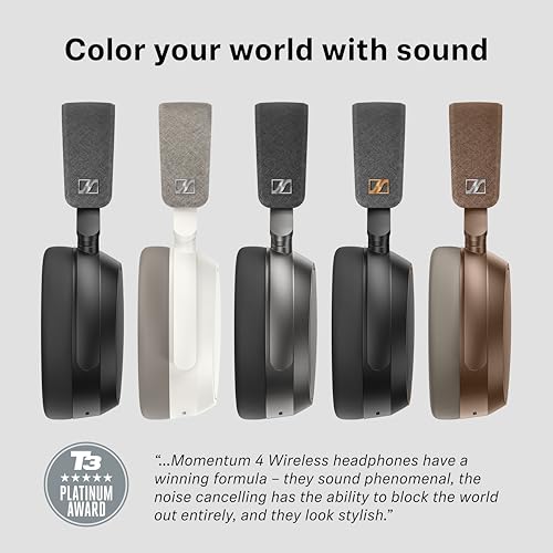 Sennheiser Momentum 4 Wireless Noise Cancelling Headphones - Bluetooth Headset for Crystal-Clear Calls with Adaptive Noise Cancellation, Over-Ear Headphones, 60h Battery Life, Folding Design, Black