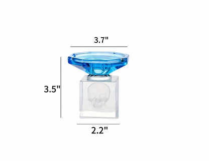 WF Crystal Tea Light Holder, Skull Scented Candle Holder, Easter Decorations Statue for Table Centerpiece Wedding Birthday Party Festival (NO Candles)