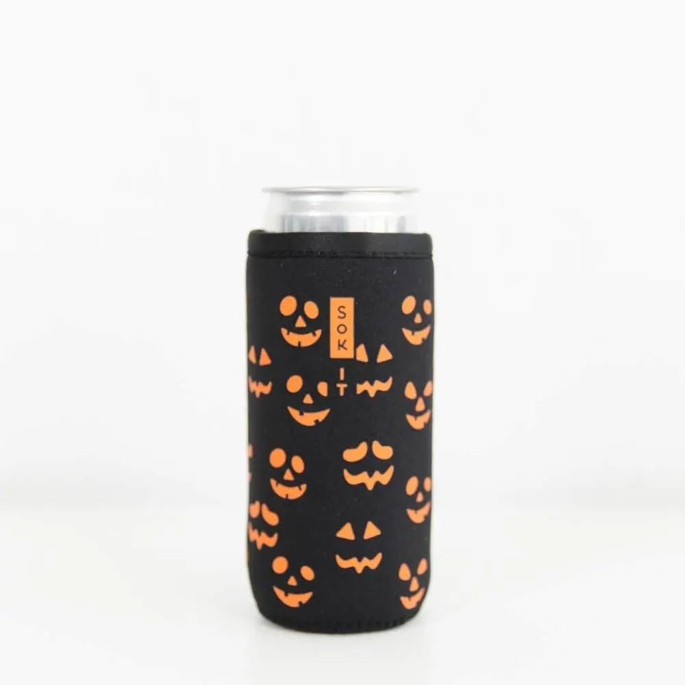 Sok It CanSok Sleeve for Beer & Soda Insulated Neoprene Cover (Fright Night Lights, 12oz Slim Can Sleeve)