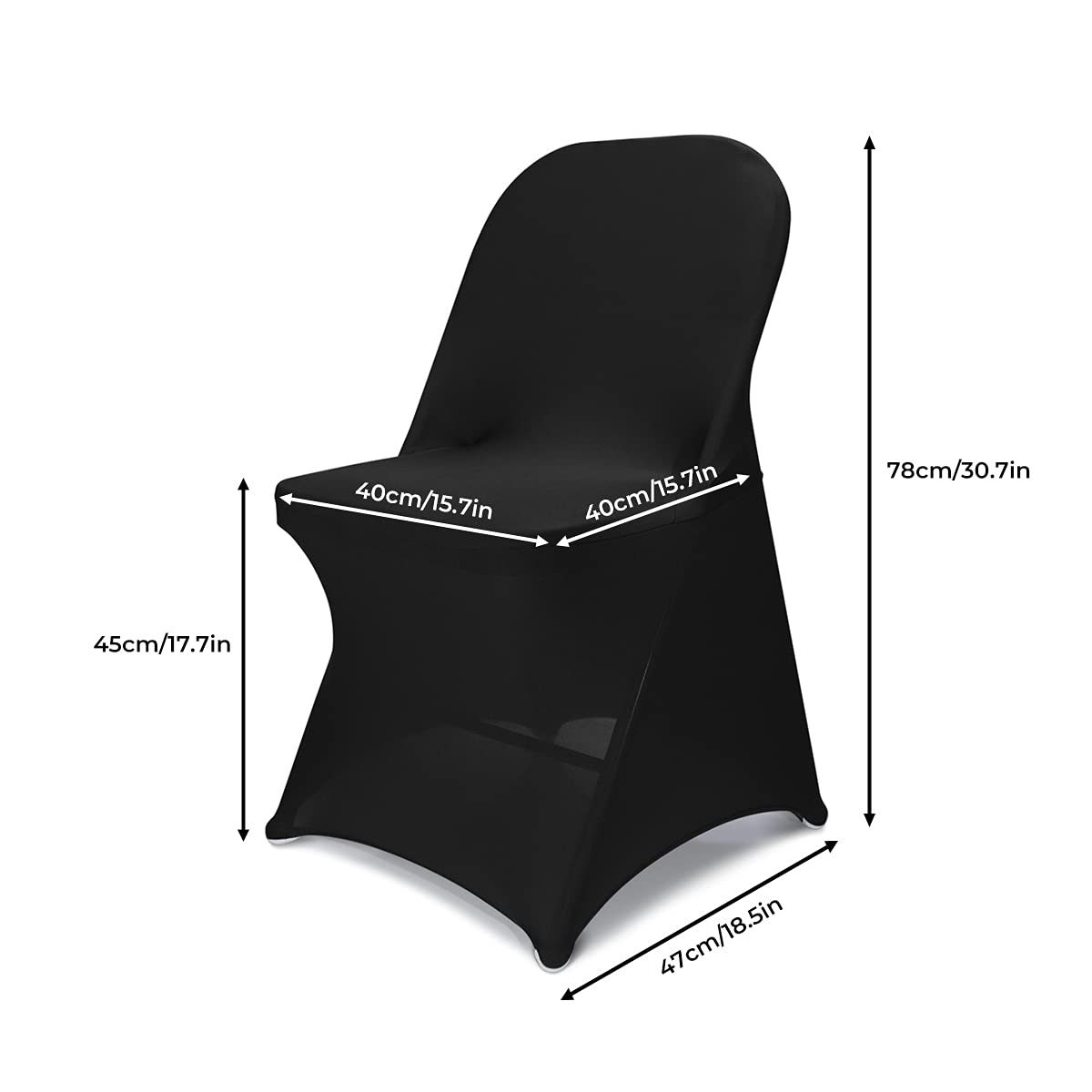 Babenest Spandex Folding Chair Covers - 30PCS Halloween Upgraded Universal Stretch Washable Fitted Chair Slipcovers Protector for Wedding, Holidays, Banquet, Party, Celebration (Black)