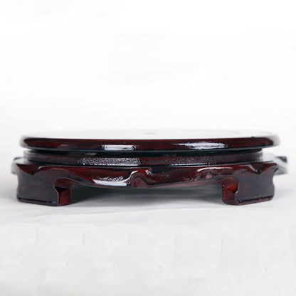 GOLDY&WENDY Chinese Wooden Non-rotating Base Round Household Vase Plant Fishbowl Stone Buddha Statue Display Stand