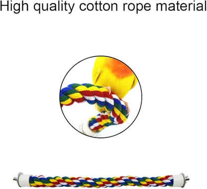 Bird Perch Rope Colorful Bird Spiral Rope Practical Parrot Toy Parrot Climbing Rope Cotton Rope Swing Bird Ladder Bridge for Large Medium Small Parrots (24 Inch)