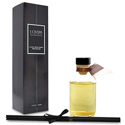 LOVSPA Reed Diffuser Set, Smoked Vanilla Scented Oil Diffuser with Sticks, Home Fragrance Accessories for Bathroom Shelf Decor, Aroma Diffusers for Home or Office Fall Decor, USA Made