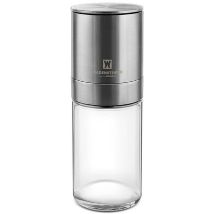 WAGENSTEIGER Manual Pepper Grinder 140mm Adjustable Ceramic Grinder, Stainless Steel & Glass Salt Pepper Mill, Refillable Spice Grinder