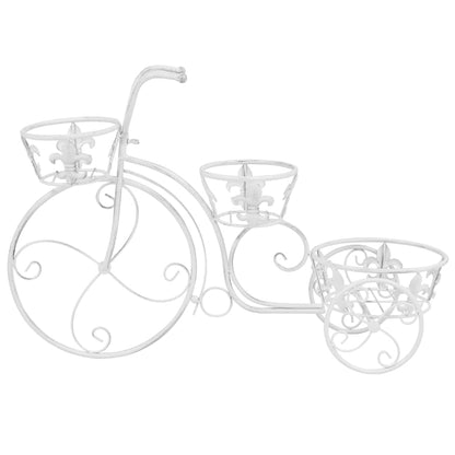 GOLINPEILO Plant Stand Bicycle Shape Vintage Style Metal, Tricycle Plant Stand Flower Pot Cart Holder for Home, Garden, Patio,Mother’s Day - Parisian Style (Antique White)