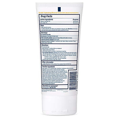 CeraVe 100% Mineral Sunscreen SPF 50 with Zinc Oxide & Titanium Dioxide, Hyaluronic Acid & Ceramides, Oil Free & Non-Greasy, Hydrating Mineral Sunscreen For Body, 5 oz
