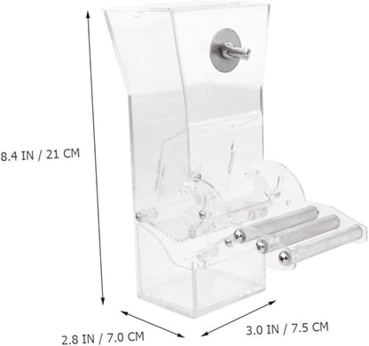 Tofficu Suction Cup Acrylic Bird Feeder for Seed Feeding No Spill Food Feeding Station with Hanging Design Suitable for Indoor and Outdoor Wild Birds