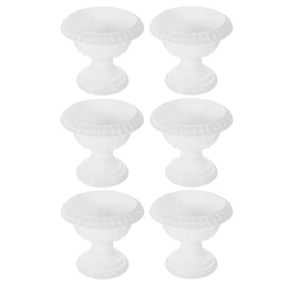 PRETYZOOM 6pcs White Plastic Urn Flower Pot Outdoor Urn Planter Pot Small Cactus Succulent Plant Pots Roman Pillar Flower Pot European Style Pedestal Flower Vase Indoor Garden Wedding Decor
