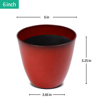 RICH ATLAS 3Pack Plant Pots Durable Decorative Flower Pots,6 Inch Planter Set for Indoor and Outdoor Plants,Flowers,Succulents (Red)