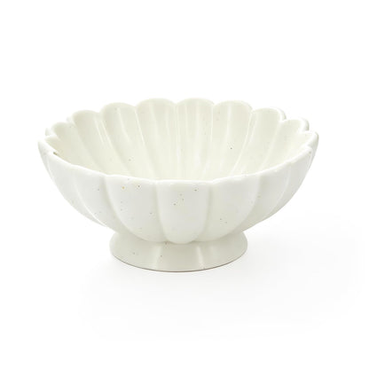 8-Inch Fluted Ceramic Decorative Bowl,Small White Fruit Bowl for Kitchen Counter,Key Bowl for Entryway Table,Handcrafted Pedestal Bowl for Coffee Table, Dining Room Centerpiece,House Warming Gift