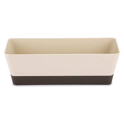 Skelang 2 Pcs Rectangular Plant Pot, 12" Watering Plant Container with Drainage Hole, Window Planter Box with Saucer for Succulents, Flowers, Herbss