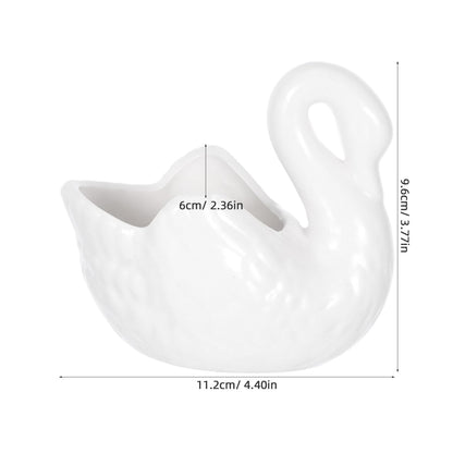 BESTonZON 1Pc Creative Swan Shaped Flower Pot Household Plant Container with Drain for Succulents Cacti for Home Office Garden Decor for Plant