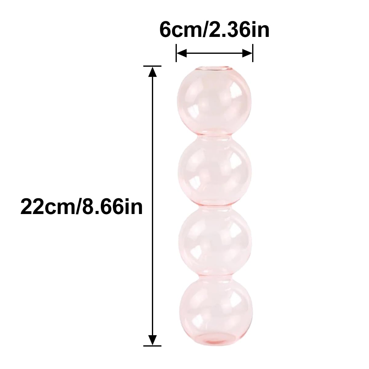 LKXHarleya Aesthetic Ball Aesthetic Decorative Vase, Glass Bubble Vases Ball Bud Vase for Centerpieces, Flower Arrangement, 2.36 x 8.66 Inch, Pink